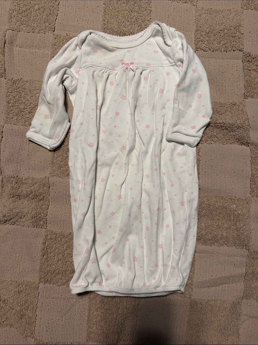 Little Me White Sleep Gown with Pink Stars